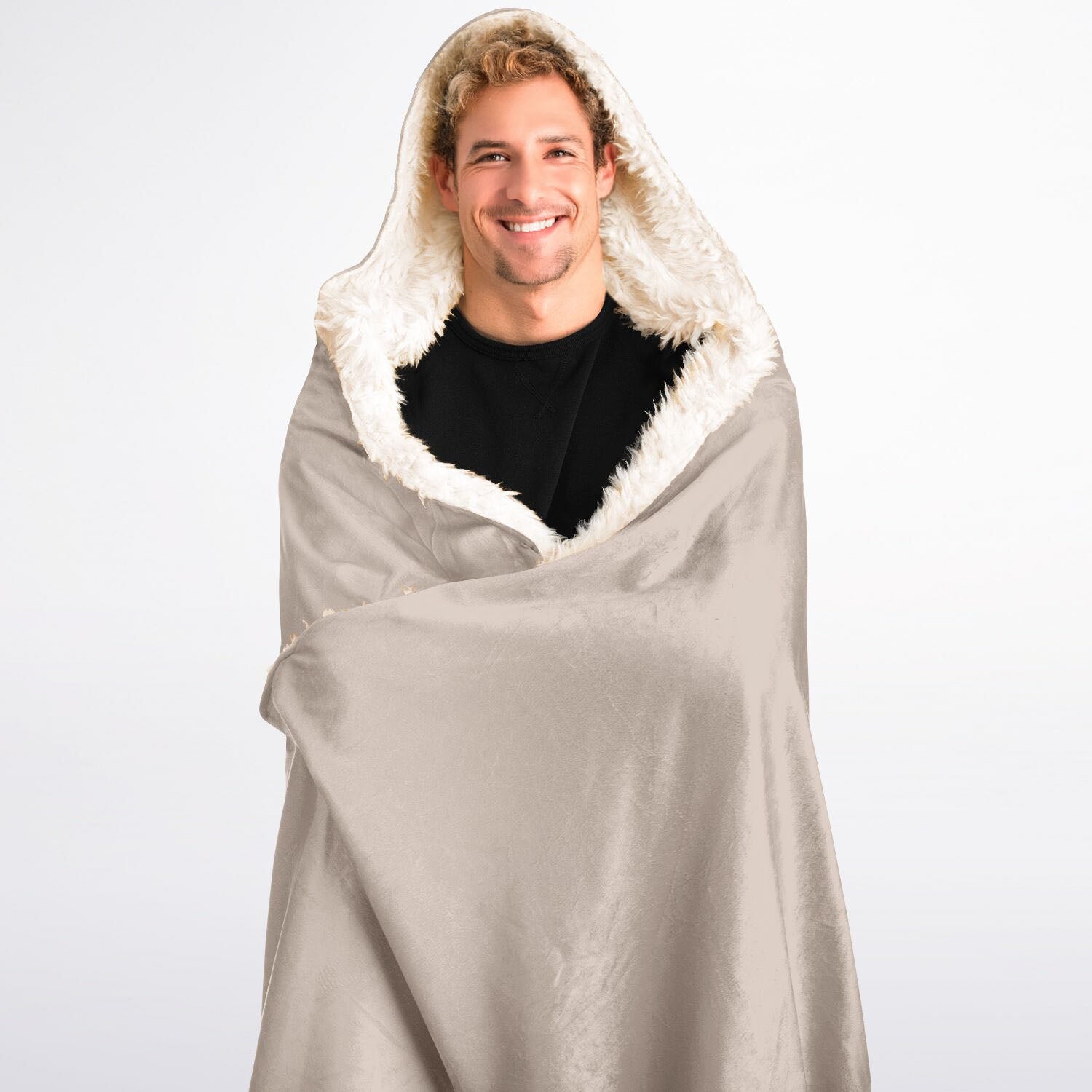 BEIGE HOODED BLANKET