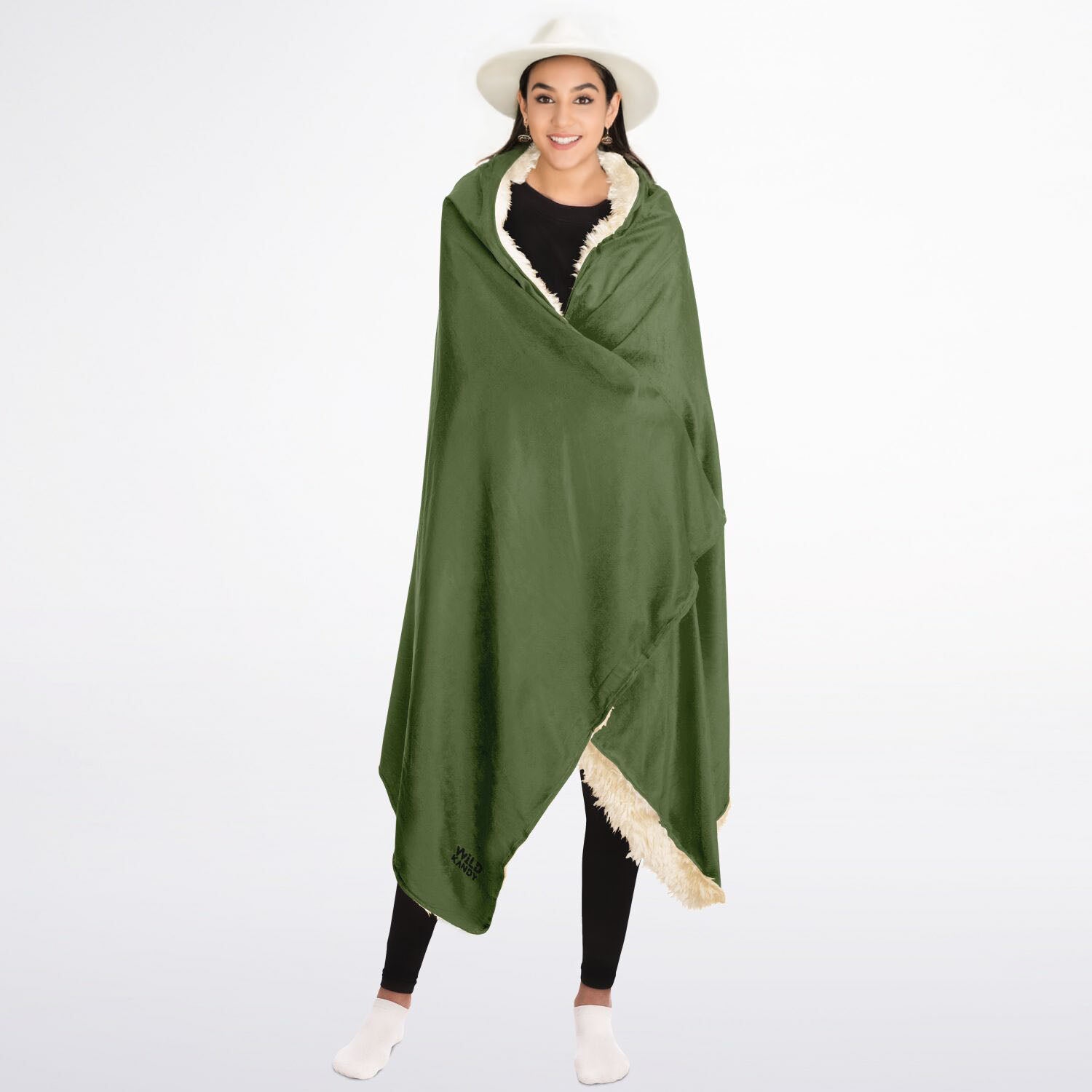 GREEN MOSS HOODED BLANKET