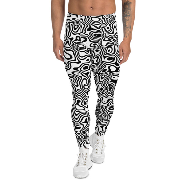 Men's Black and White Graffiti Clouds Pattern Athletic Leggings for Ru –  Soldier Complex